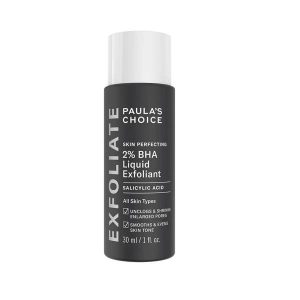 Paula’s Choice Skin Perfecting 2% BHA Liquid Exfoliant for exfoliating dead skin cells and clearing pores