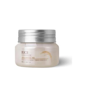 The Face Shop Rice Ceramide Moisture Cream with rice extract, rice bran oil, and ceramide for deep hydration and radiant skin