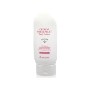 3W CLINIC Crystal White Milky Body Lotion showing the product packaging.