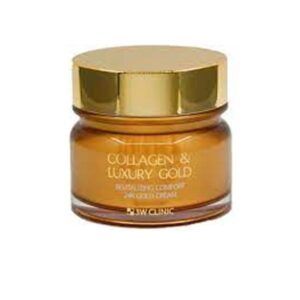 3W Clinic Collagen & Luxury Gold Cream in a jar with a gold lid.