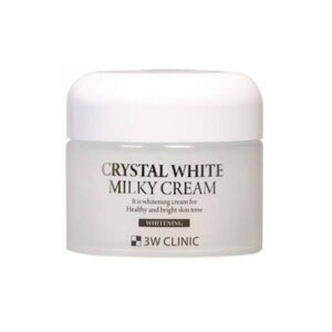3W Clinic Crystal White Milky Cream in a jar on a white background.