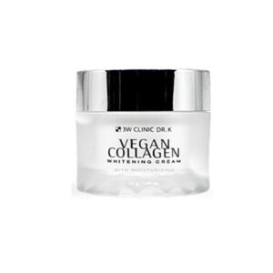 3W Clinic DR.K Vegan Collagen Whitening Cream in a jar with a white background.