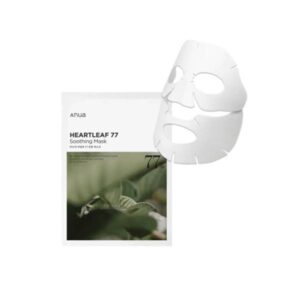 Anua Heartleaf 77% Soothing Sheet Mask packaging and details.