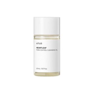 Anua Heartleaf Pore Control Cleansing Oil 20mL bottle on a clean surface.