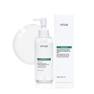 Anua Heartleaf Pore Control Cleansing Oil Mild 200ml bottle on a clean surface.