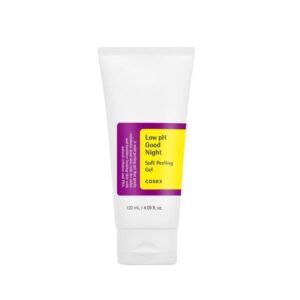 COSRX Low pH Good Night Soft Peeling Gel in a tube with a clean background.