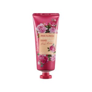 Farmstay Pink Flower Blooming Hand Cream Pink Rose 100ml in a stylish tube.