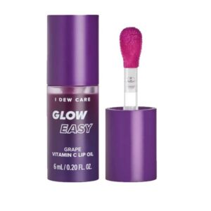 I DEW CARE Glow Easy Grape Vitamin C Lip Oil in a sleek tube.
