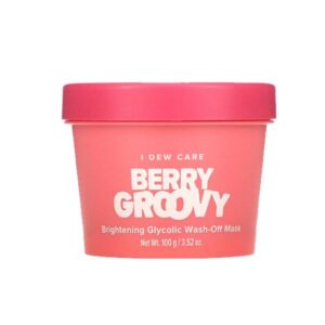 I Dew Care Berry Groovy Brightening Glycolic Wash-Off Mask showing the product packaging.