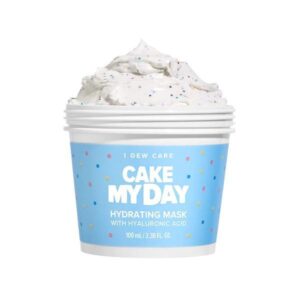 I Dew Care Cake My Day Hydrating Sprinkle Wash-Off Mask in a jar with sprinkles.
