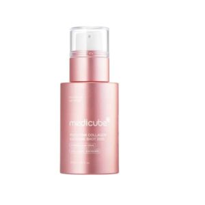 Medicube PDRN Pink Collagen Exosome Shot Serum displayed in a stylish setting.