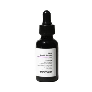 Minimalist Hair Growth Actives 18% Hair Serum in a bottle with dropper.