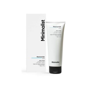 Minimalist Niacinamide 5% Body Lotion 180g packaging on a white background.