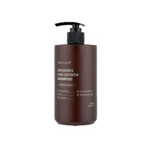 NINELESS Breworks Hair Growth Shampoo bottle on a neutral background.