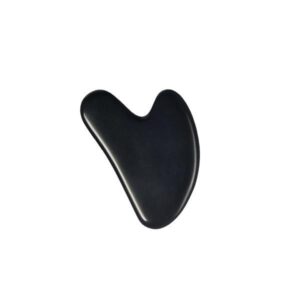 Natural Jade Stone Obsidian Gua Sha Massage Tool for Face and Body on white background.