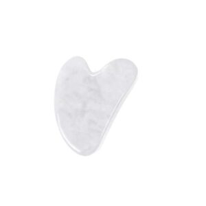 Natural Jade Stone White Crystal Gua Sha Massage Tool for Face and Body displayed against a soft background.