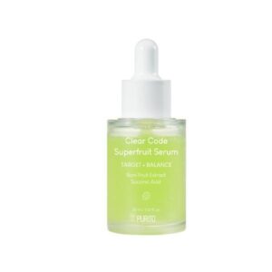 Purito Clear Code Superfruit Serum 30ml bottle on a clean surface.