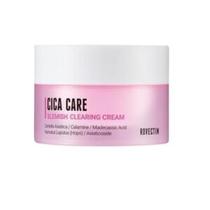 Rovectin Cica Care Blemish Clearing Cream showing the product packaging and texture.