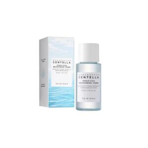 SKIN1004 Madagascar Centella Hyalu-Cica Brightening Toner 30ml bottle on a soft background.