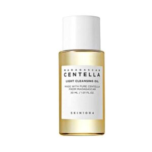 SKIN1004 Madagascar Centella Light Cleansing Oil in a clear bottle on a neutral background.