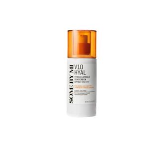 SOME BY MI V10 Hyal Hydra Capsule Sunscreen in a sleek bottle.