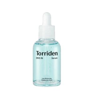 Torriden Dive In Low Molecule Hyaluronic Acid Serum bottle on a light background.